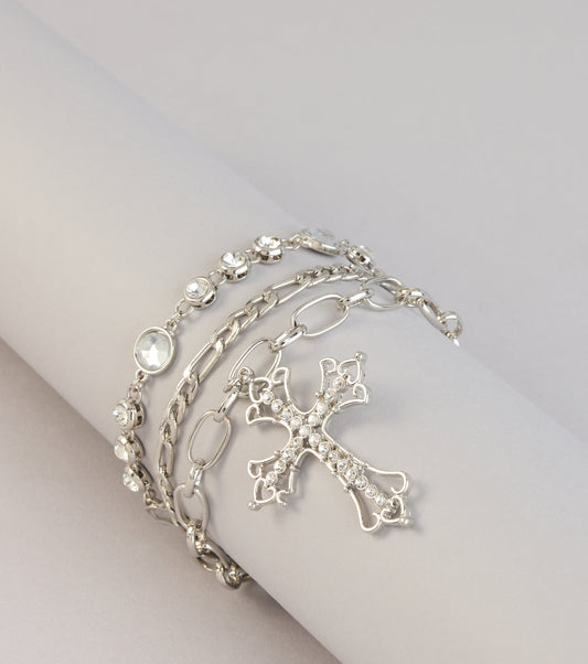 Extra Shine Cross Charm Anklet