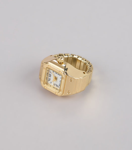 Vintage Hour Square Ring Watch