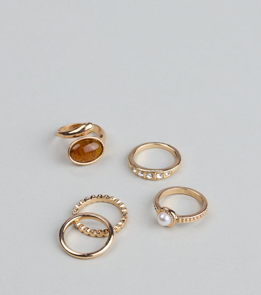 Stacked And Stunning Five Pack Ring Set