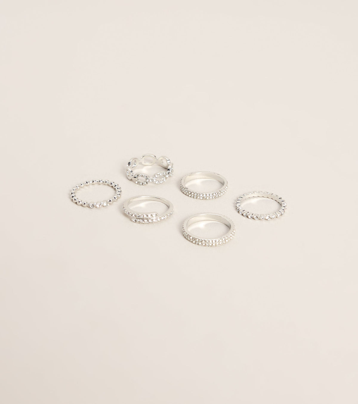 Shimmer Stacking Rhinestone Ring Set