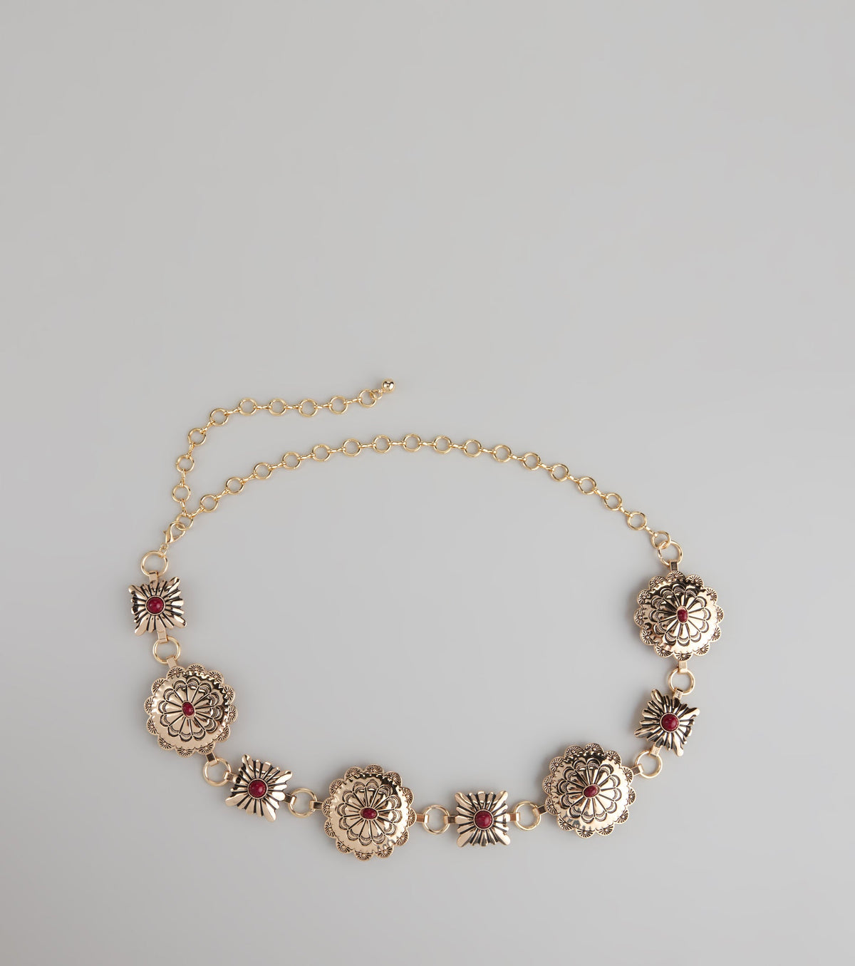 Western Bloom Stone Concho Chain Belt