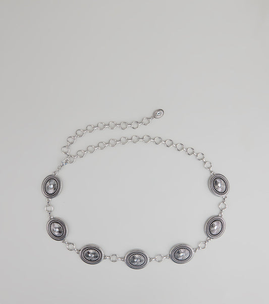 Saddle Chic Oval Concho Chain Belt