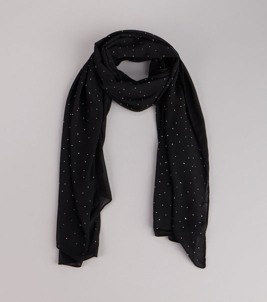 Soft Sparkle Rhinestone Chiffon Scarf