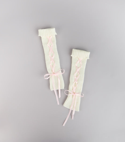 Cozy Coquette Rib Knit Bow Leg Warmers