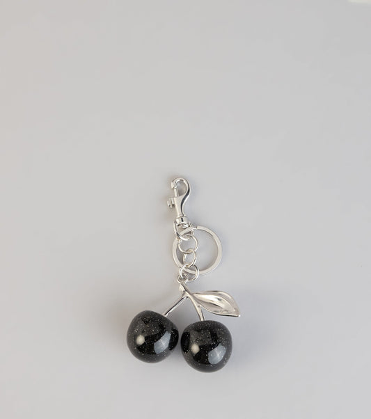 Noir Glitter Cherry Keychain
