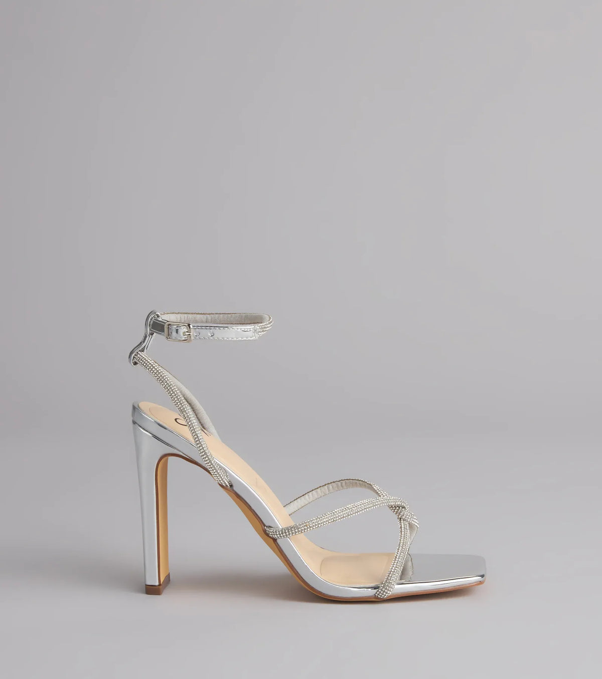 VIP Only Rhinestone Metallic Block Heels
