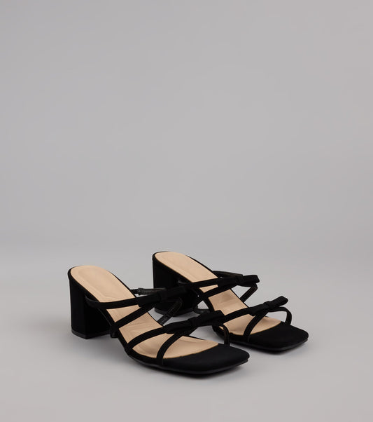 All Day Cute Bow Strap Block Heel Mules