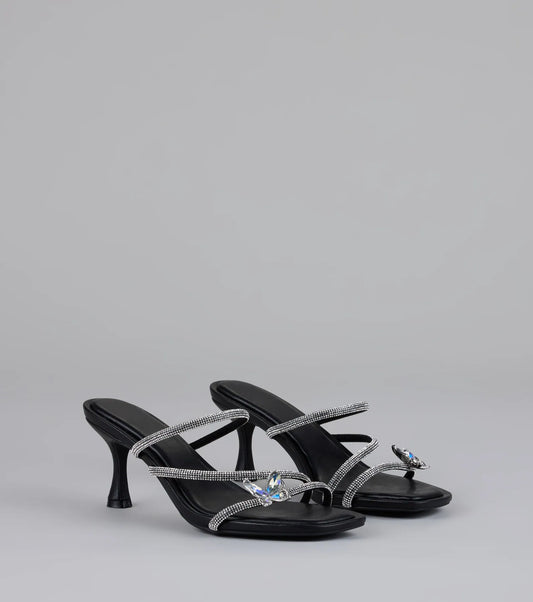 Winged Whispers Butterfly Rhinestone Mules