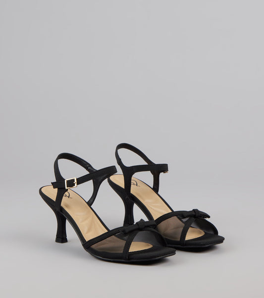 Flirty And Fancy Mesh Bow Kitten Heels