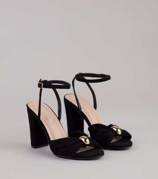 Chic Streak Faux Suede Block Heels