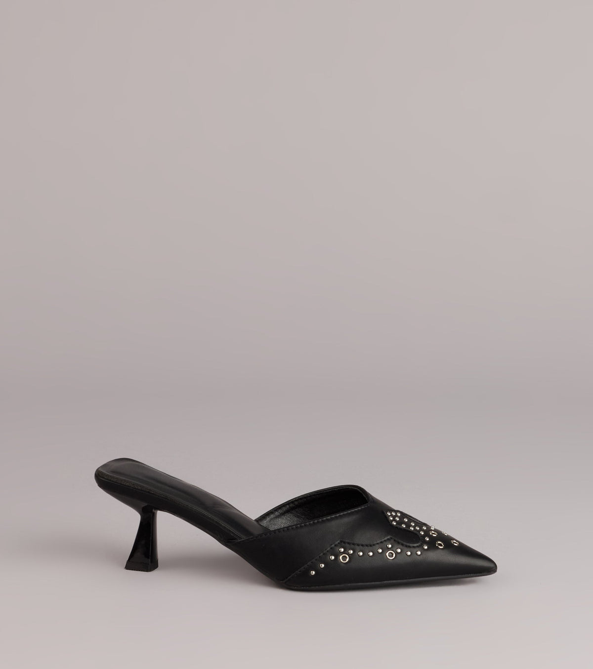 Studded Edge Pointed Kitten Pumps