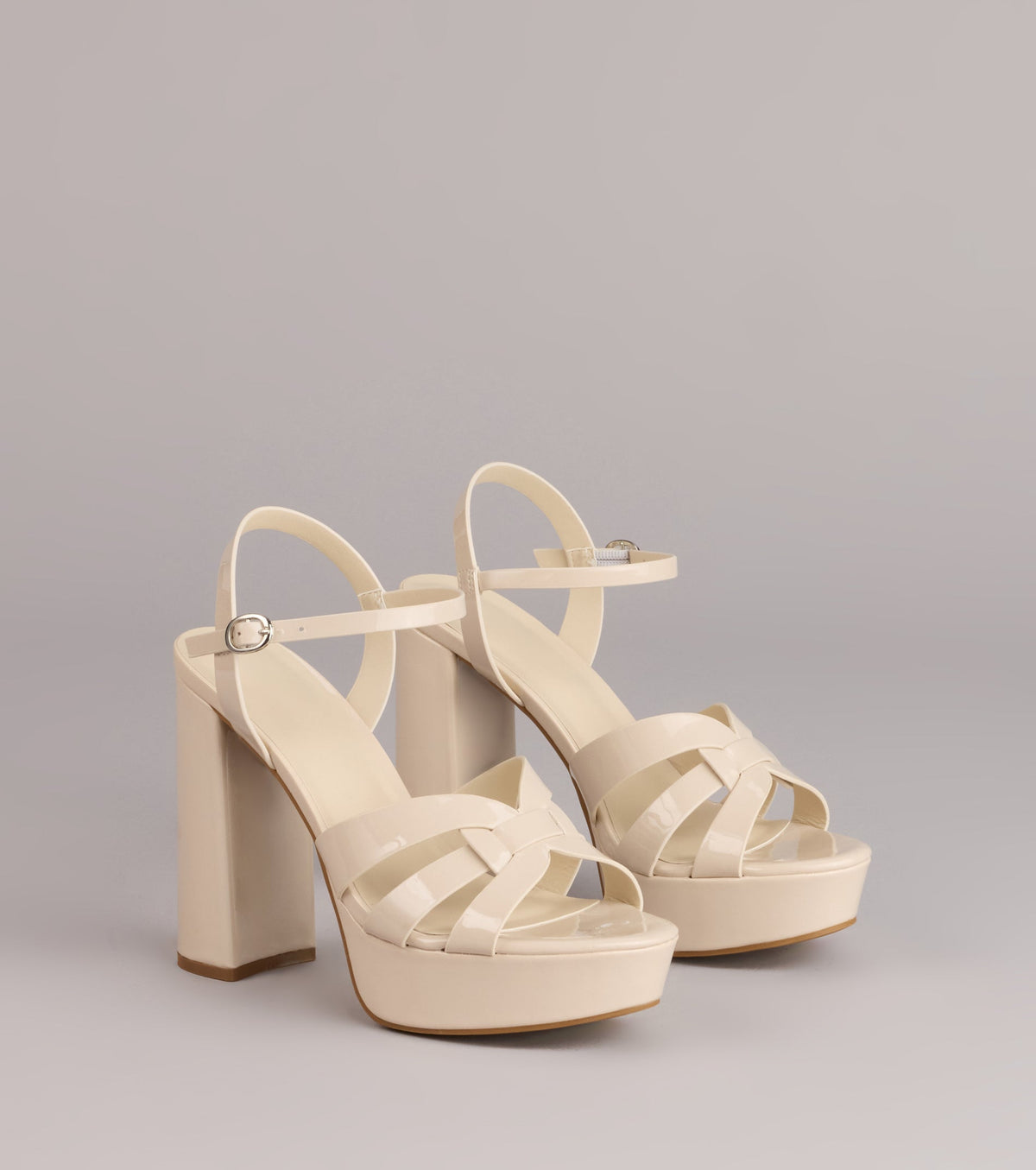 Glossed Up Patent Strappy Platform Heels