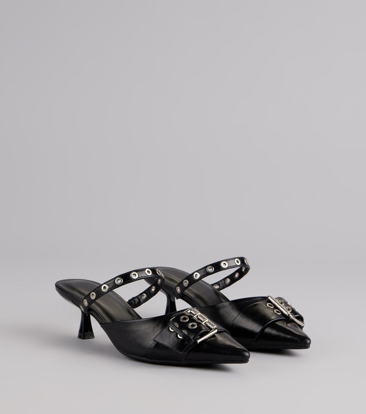 Rebel Chic Buckle Kitten Heels