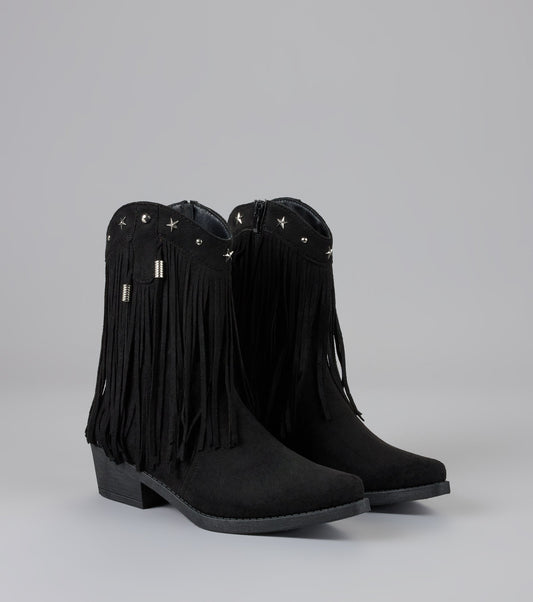 Fringe Flirt Studded Cowboy Boots