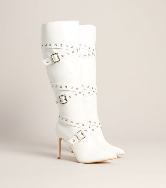 All Strapped In Knee-High Heels