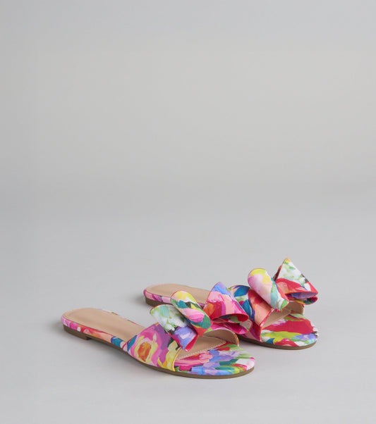 Bow And Tell Floral Slide Sandals