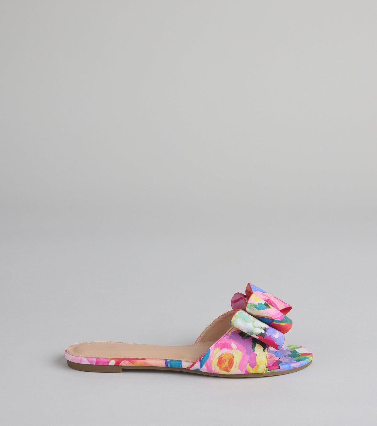 Bow And Tell Floral Slide Sandals