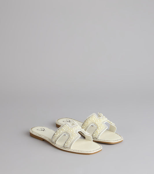 I Do Glam Faux Pearl Rhinestone Sandals