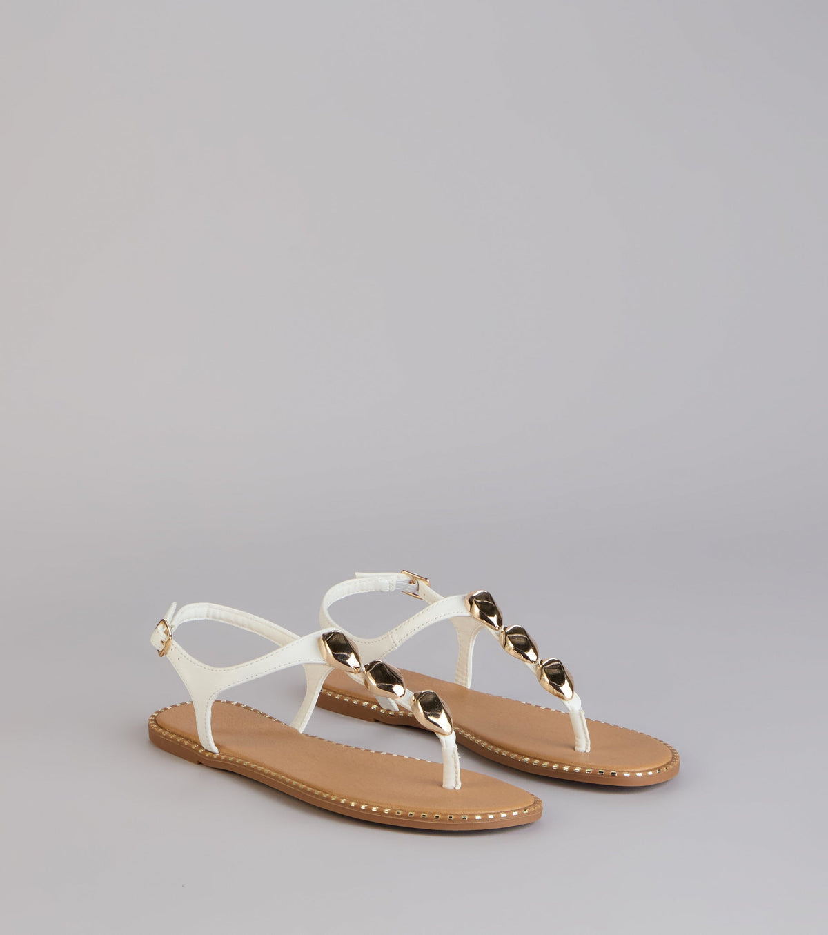 Easy Elegance Stone Beaded Thong Flat Sandals