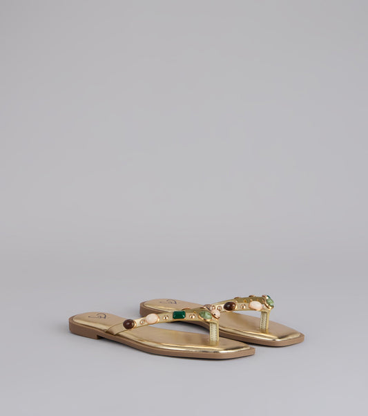 Sunlit Shine Stone Thong Sandals