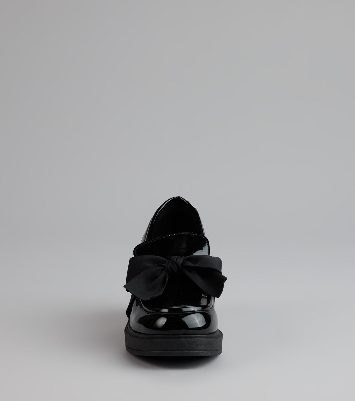 Gloss And Bow Block Heel Loafers