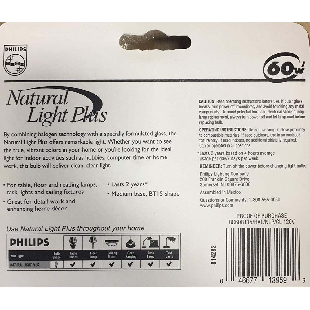 Philips 60w BT15 Natural Daylight Halogen Bulb