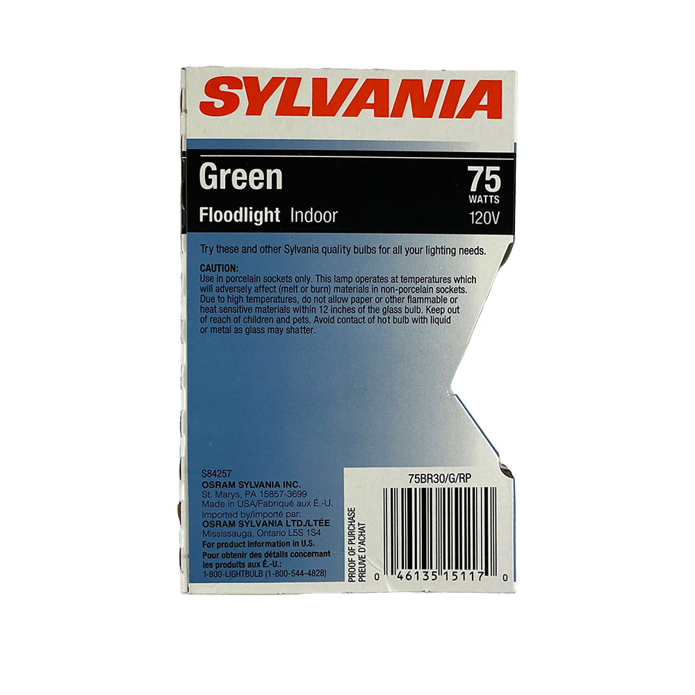 Sylvania 75W 120V Green BR30 Floodlight Incandescent Bulb
