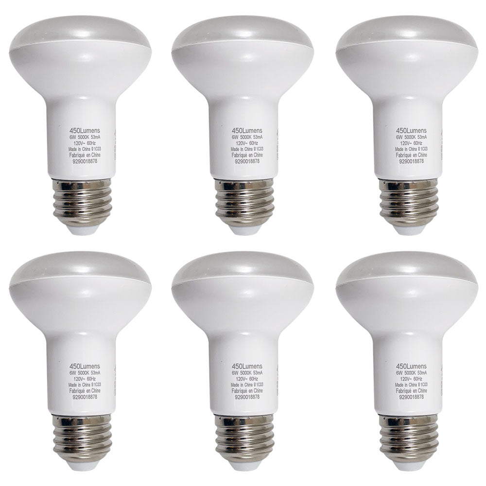 6PK - PILA 6W R20 LED E26 Medium Base 5000K Daylight - Non-Dimmable Bulb