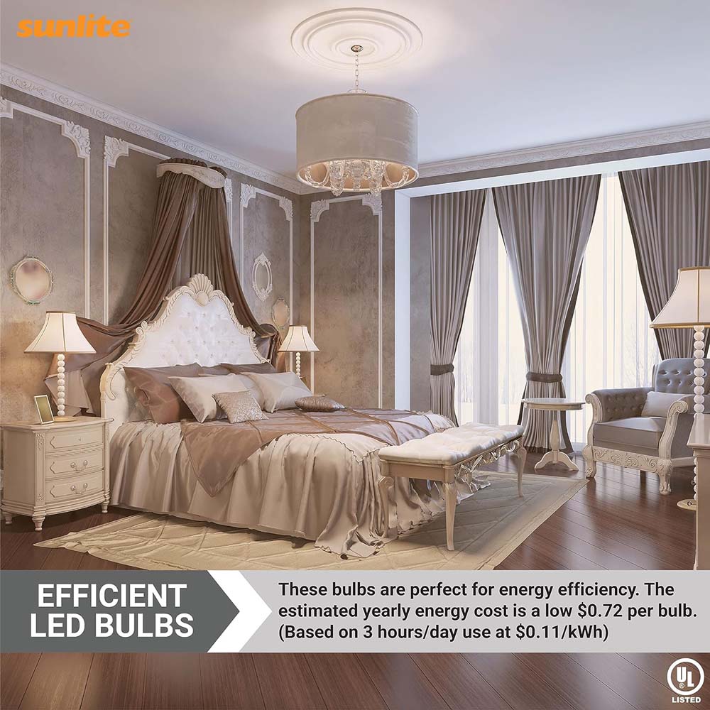 6PK - Sunlite LED 5W 220-277v 2700k E12 Candelabra Screw Bulb