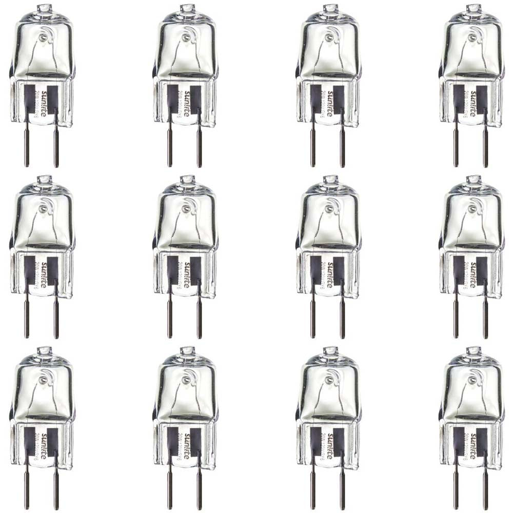 12PK - SUNLITE 20w 120v Single Ended T3.5 GY6.35 Bi-Pin Base 3200K Halogen Lamp
