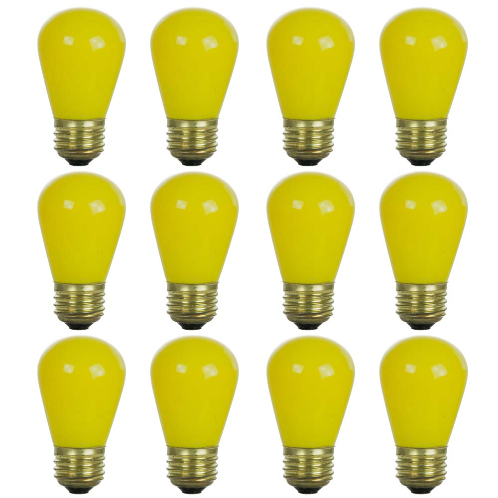 12Pk - Sunlite 11w S14 120v Ceramic Yellow Colored E26 Medium Base Light Bulb