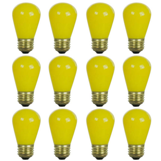 12Pk - Sunlite 11w S14 120v Ceramic Yellow Colored E26 Medium Base Light Bulb