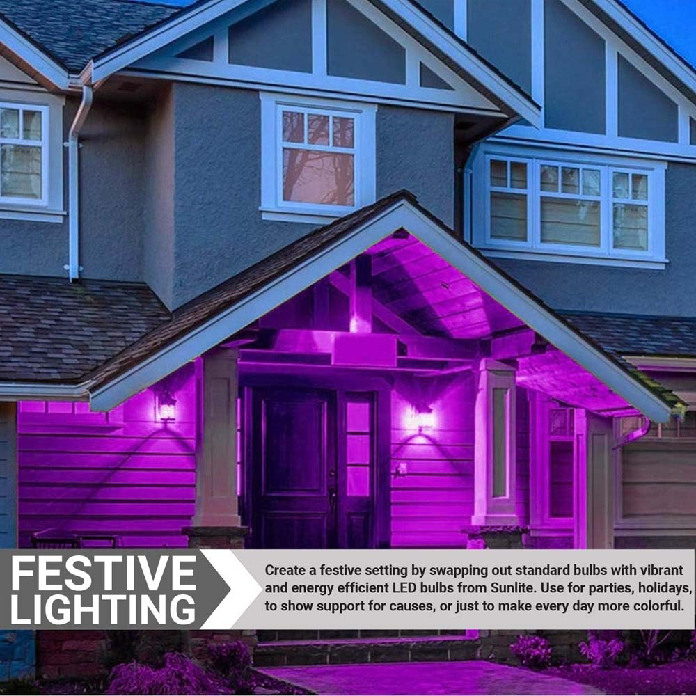 3Pk - Sunlite 3W LED A19 103Lm Purple Light Bulb