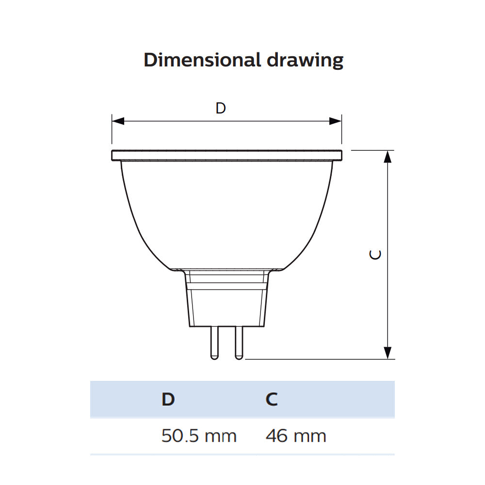 PHILIPS 6.5W MR16 LED Soft White 2700K Flood 25d 90CRI Dimmable - 42w equiv.