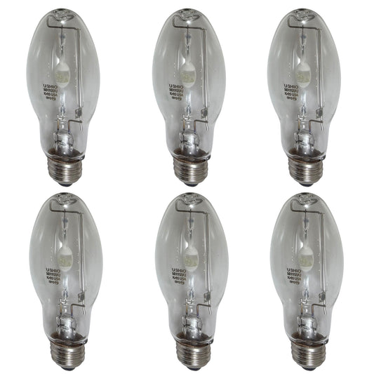 6PK - USHIO MH100/U/MED/40/PS 100w 4000K E26 Base PulseStart Metal Halide Bulb
