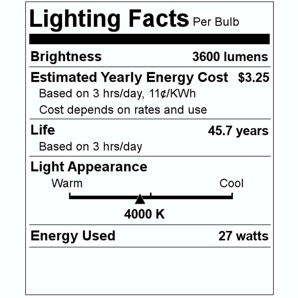 Philips 27w 100-277V LED 4000K Cool White 3600Lm E26 Base - 70w HID Replacement