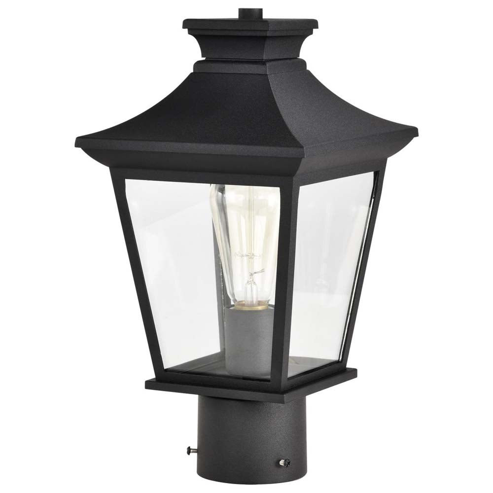 Jasper Outdoor 14-in Post Light Lantern Matte Black Finish w/ Clear Glass