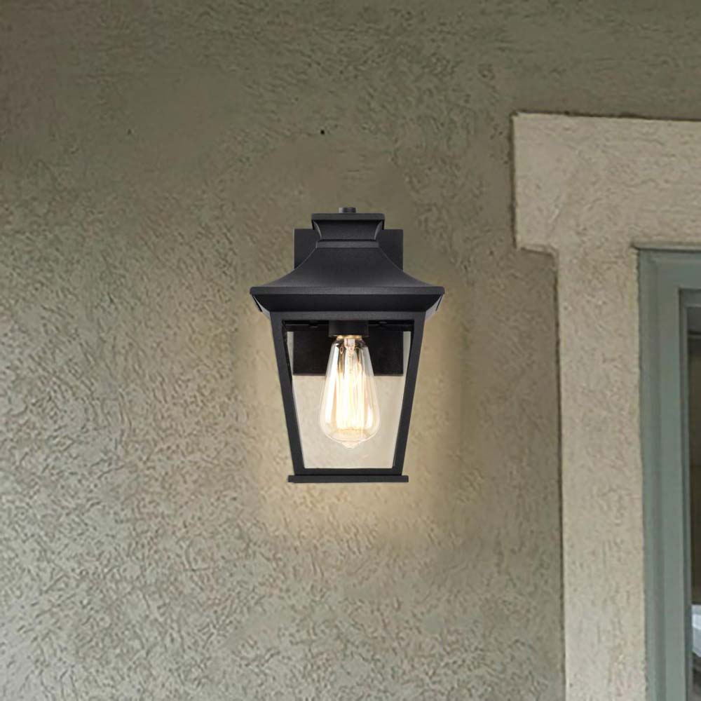 Jasper Outdoor 11-in Wall Light Matte Black Finish w/ Clear Glass 120v
