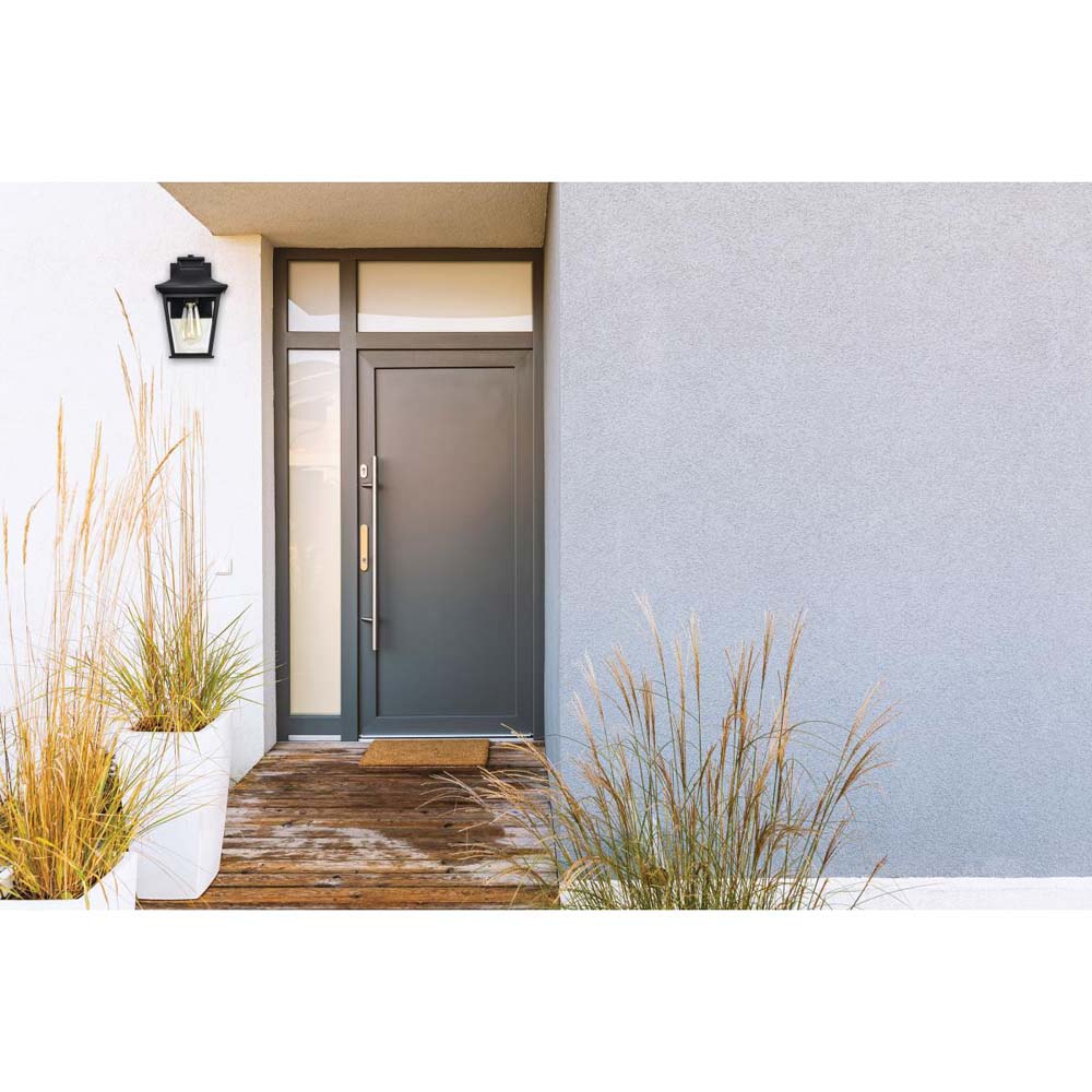 Jasper Outdoor 11-in Wall Light Matte Black Finish w/ Clear Glass 120v
