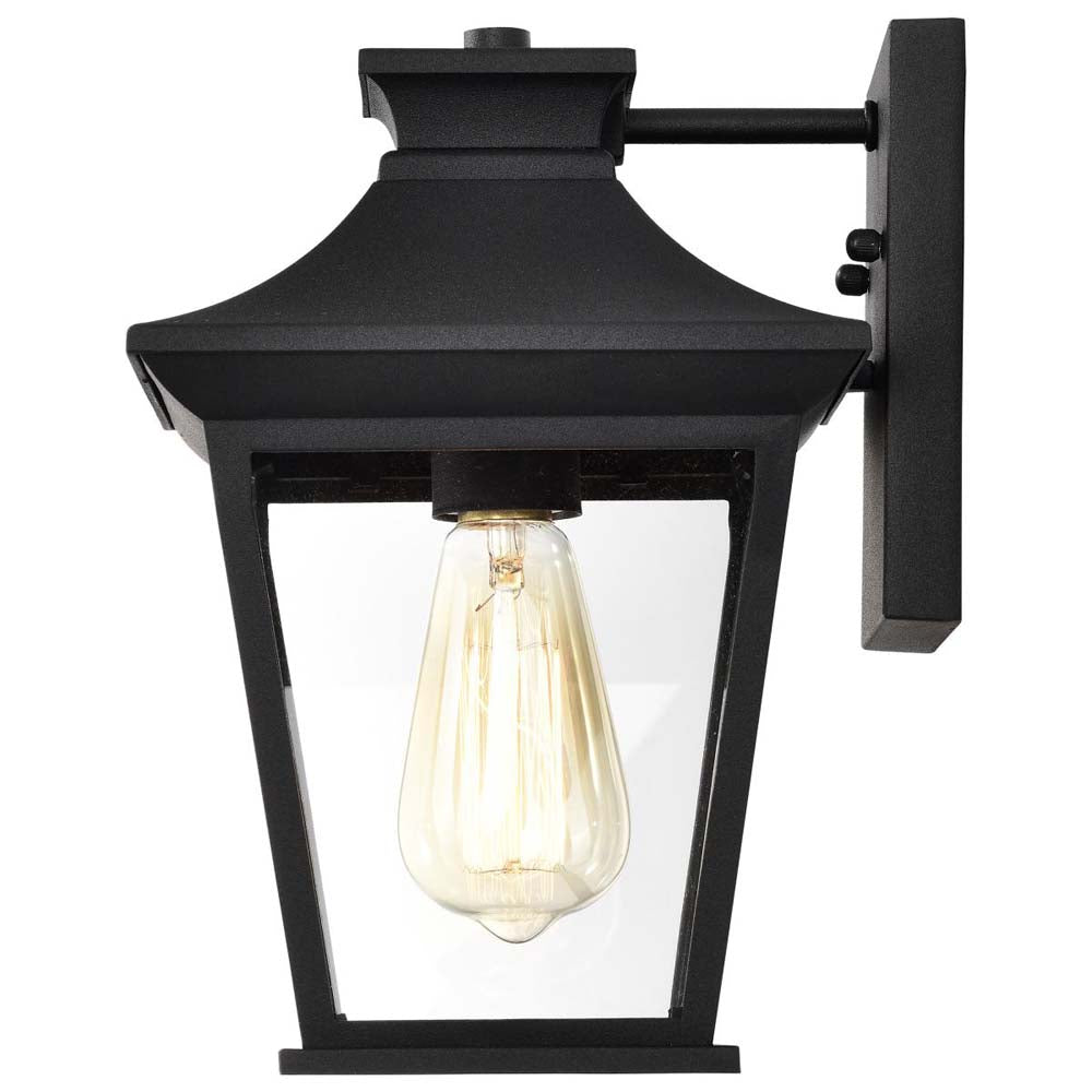 Jasper Outdoor 11-in Wall Light Matte Black Finish w/ Clear Glass 120v