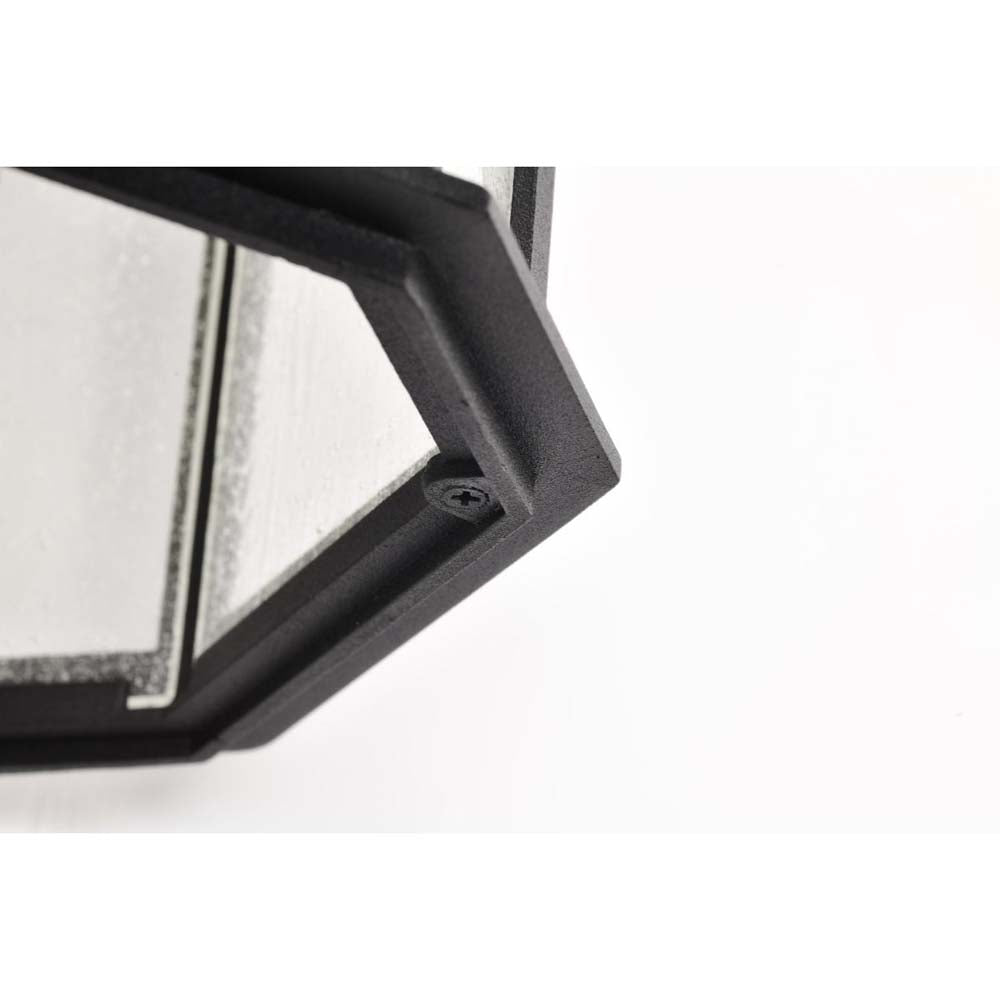 Raiden Outdoor 14-in Wall Light Matte Black Finish w/ Clear Seedy Glass 120v