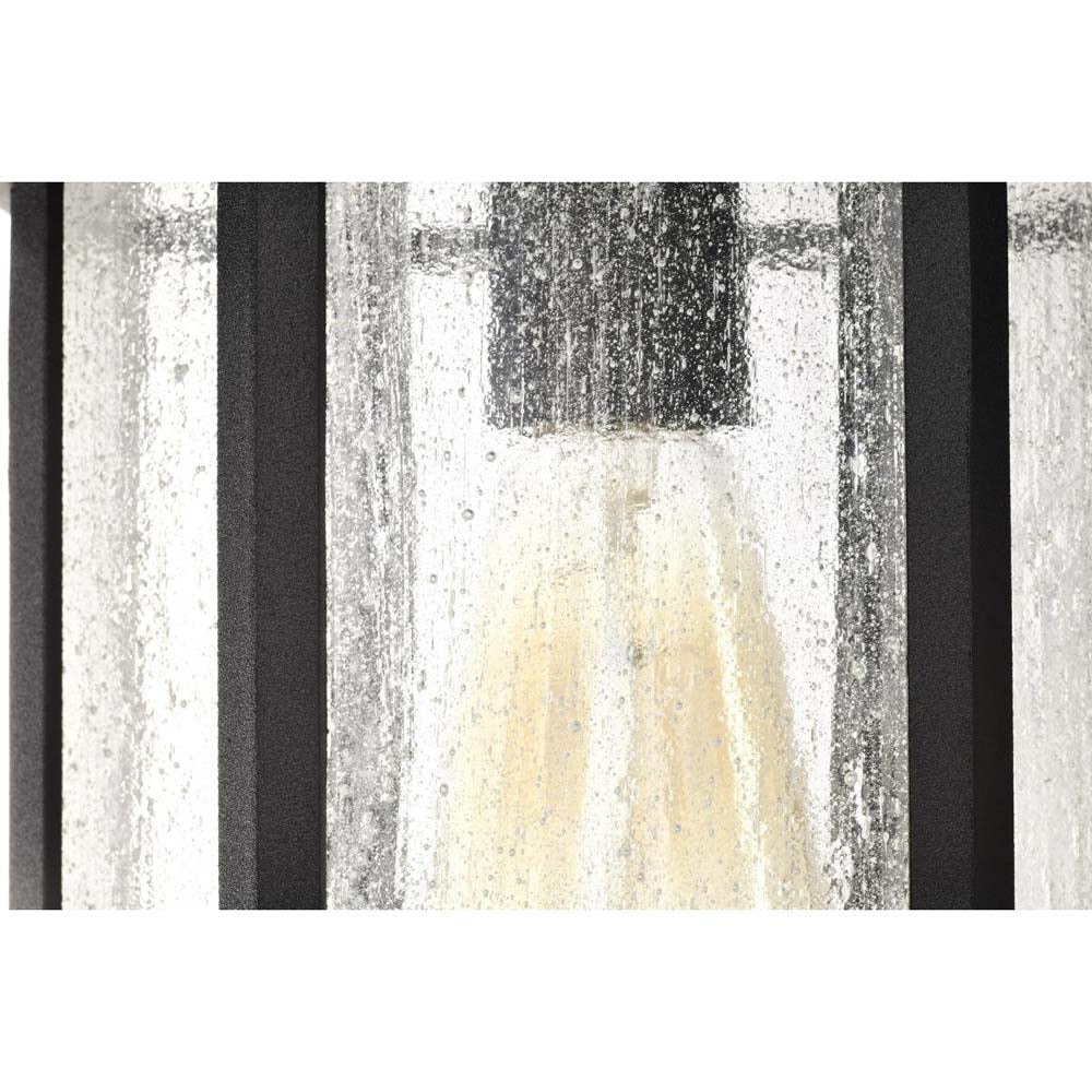 Raiden Outdoor 14-in Wall Light Matte Black Finish w/ Clear Seedy Glass 120v