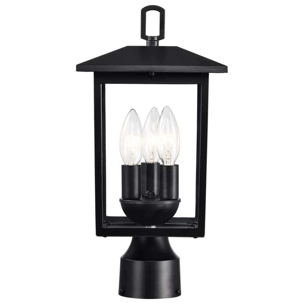 Jamesport Outdoor 15-in Post Light Lantern Matte Black w/ Clear Glass 120nv