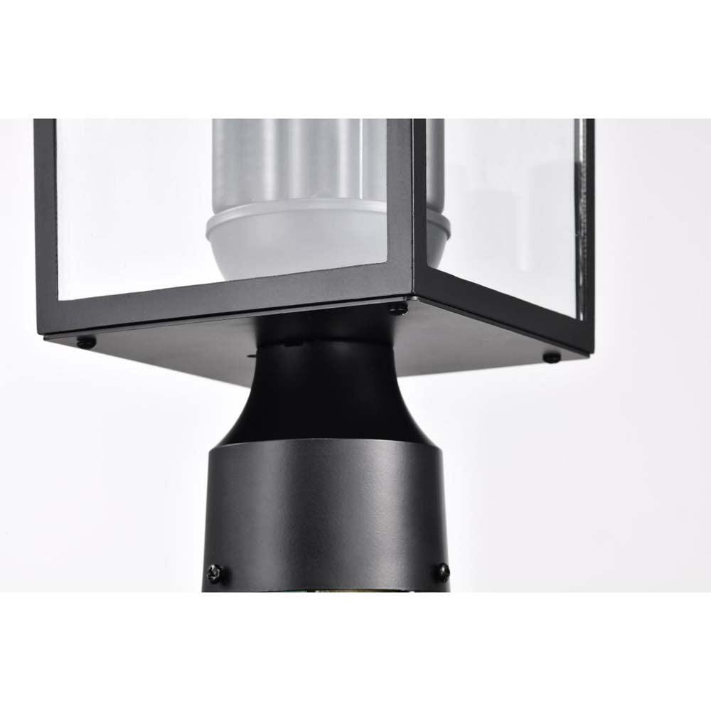Jamesport Outdoor 15-in Post Light Lantern Matte Black w/ Clear Glass 120nv