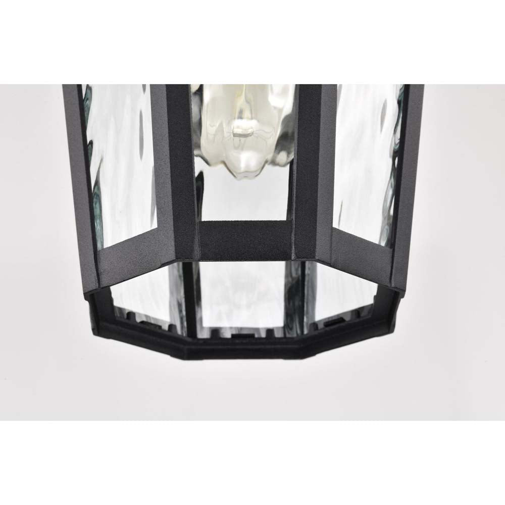 East River Outdoor 14.5-in Hanging Light Matte Black Finish w/ Clear Water Glass