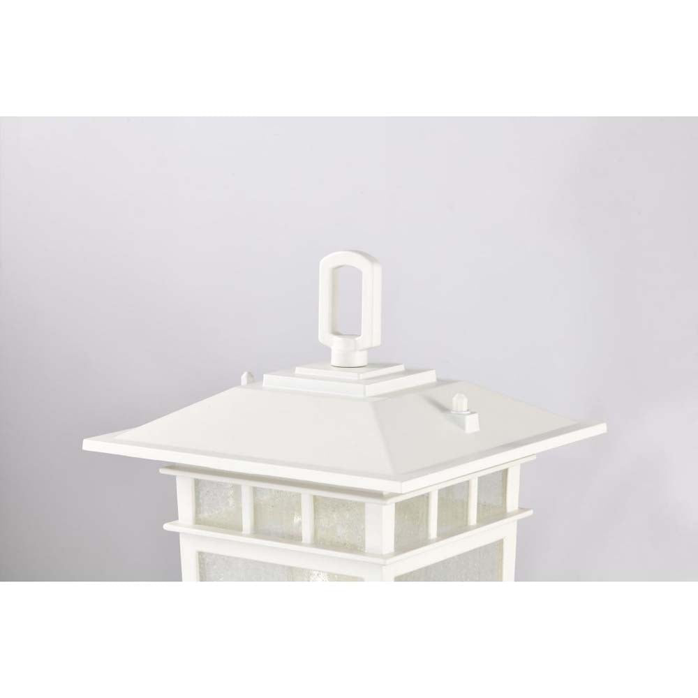 Cove Neck Large 16-in Post Light Lantern White Finish w/ Clear Seeded Glass