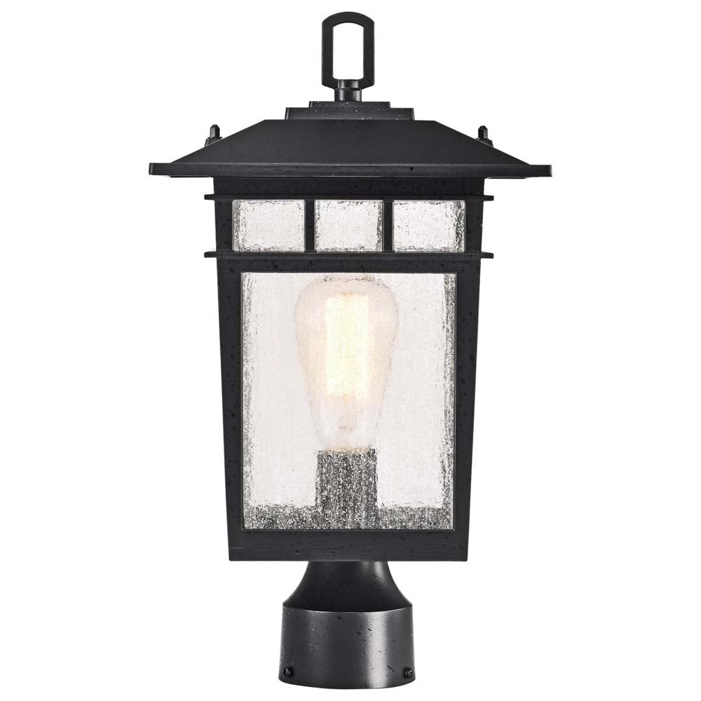 Cove Neck 16-in Post Light Lantern Textured Black Finish w/ Clear Seeded Glass