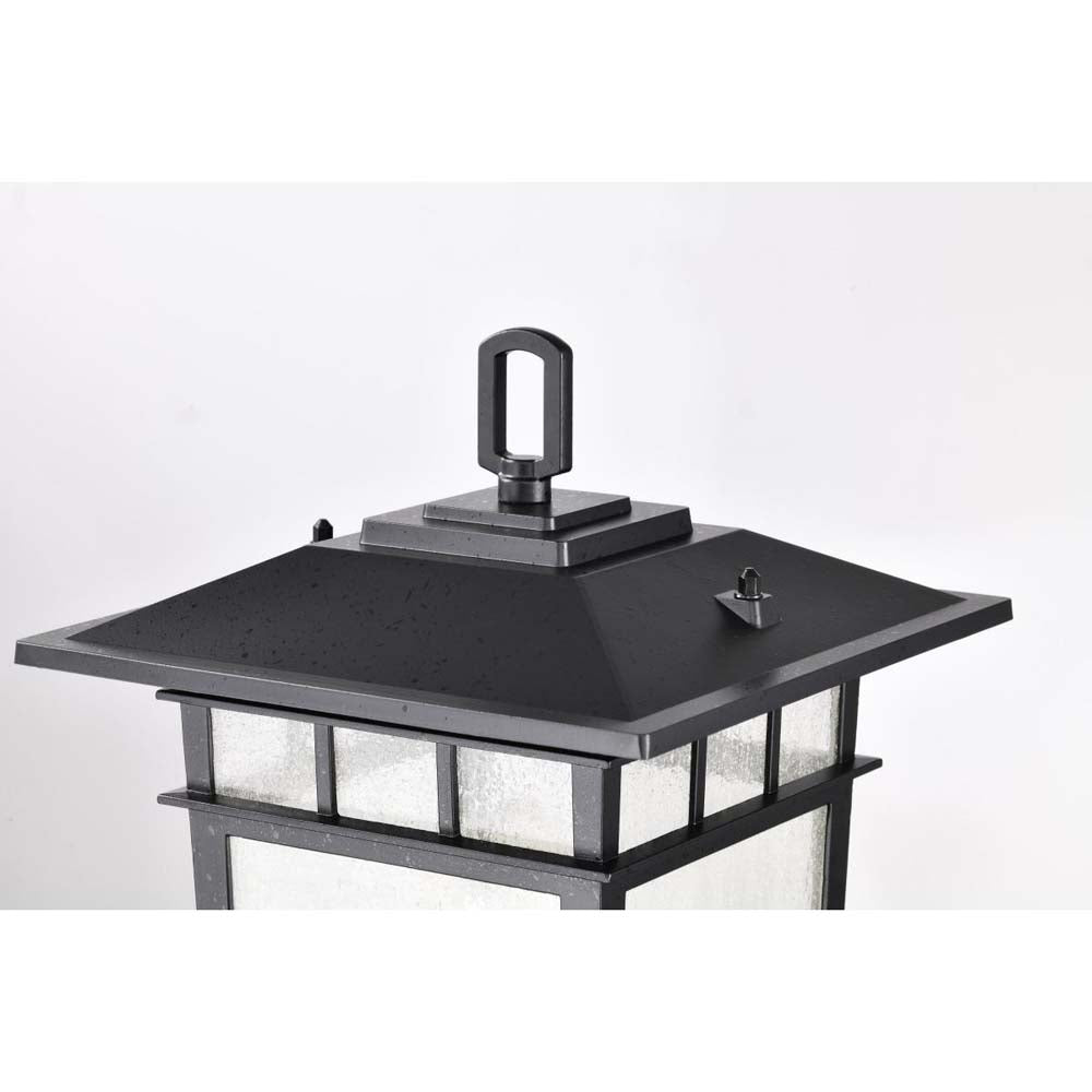 Cove Neck 16-in Post Light Lantern Textured Black Finish w/ Clear Seeded Glass