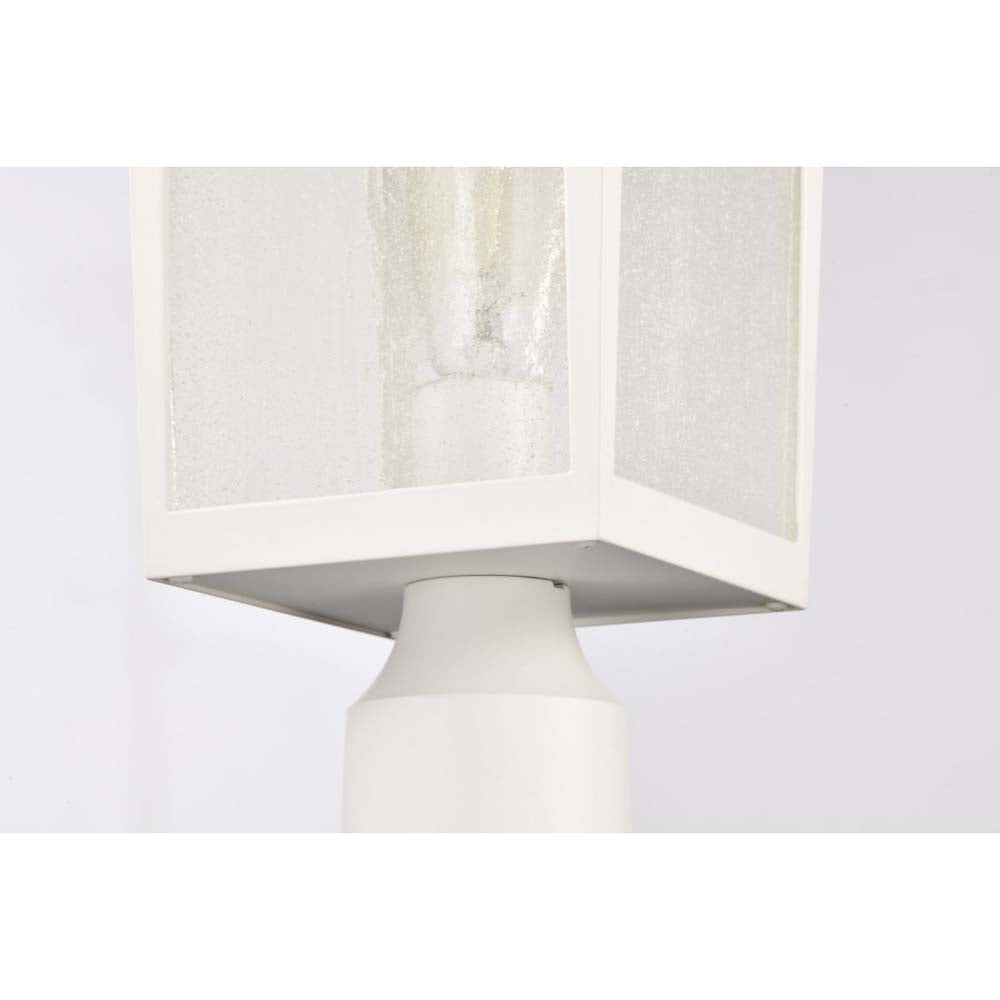 Cove Neck Outdoor 14-in Post Light Lantern White Finish w/ Clear Seeded Glass