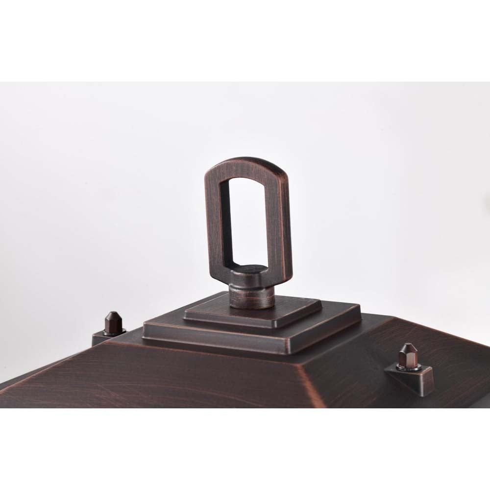 Cove Neck 14-in Post Light Lantern Rustic Bronze Finish w/ Clear Seeded Glass